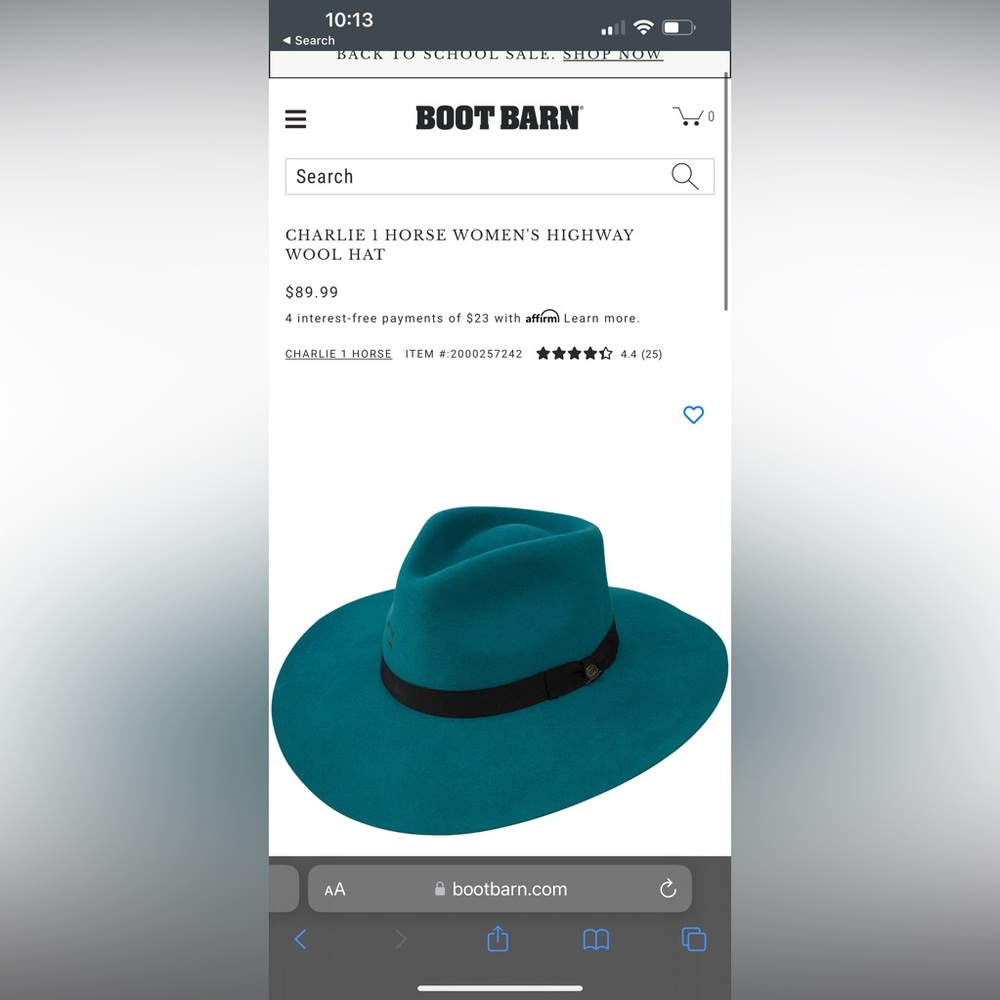 Charlie 1 horse hat from boot barn